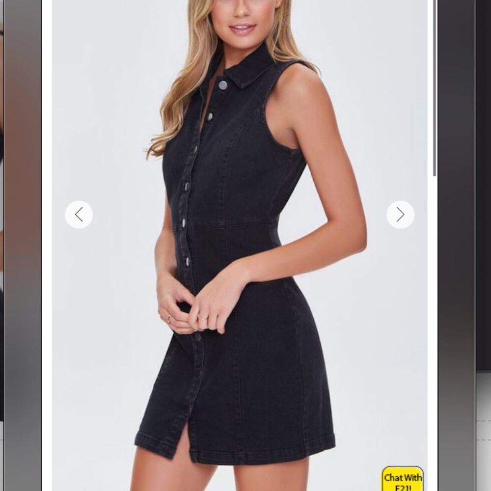 Denim Button-Front Mini Dress